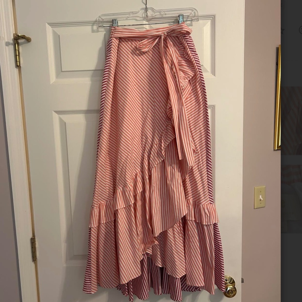 Anthropologie Pink Striped Maxi Skirt